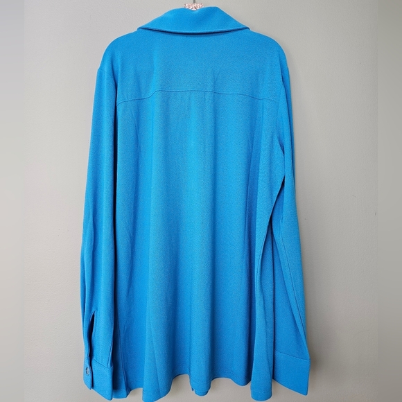 Attitudes by Renee Knit Safari Button Down Shirt, Azule Blue, Size XS - Picture 4 of 11